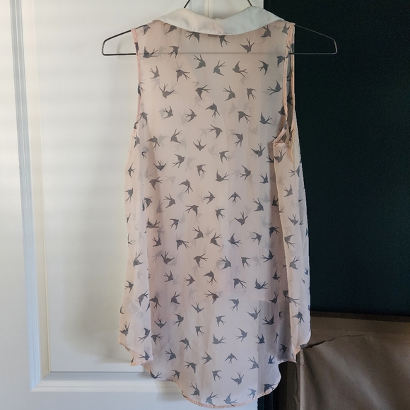 Forever 21 sheer pink top with birds - Picture 3 of 6